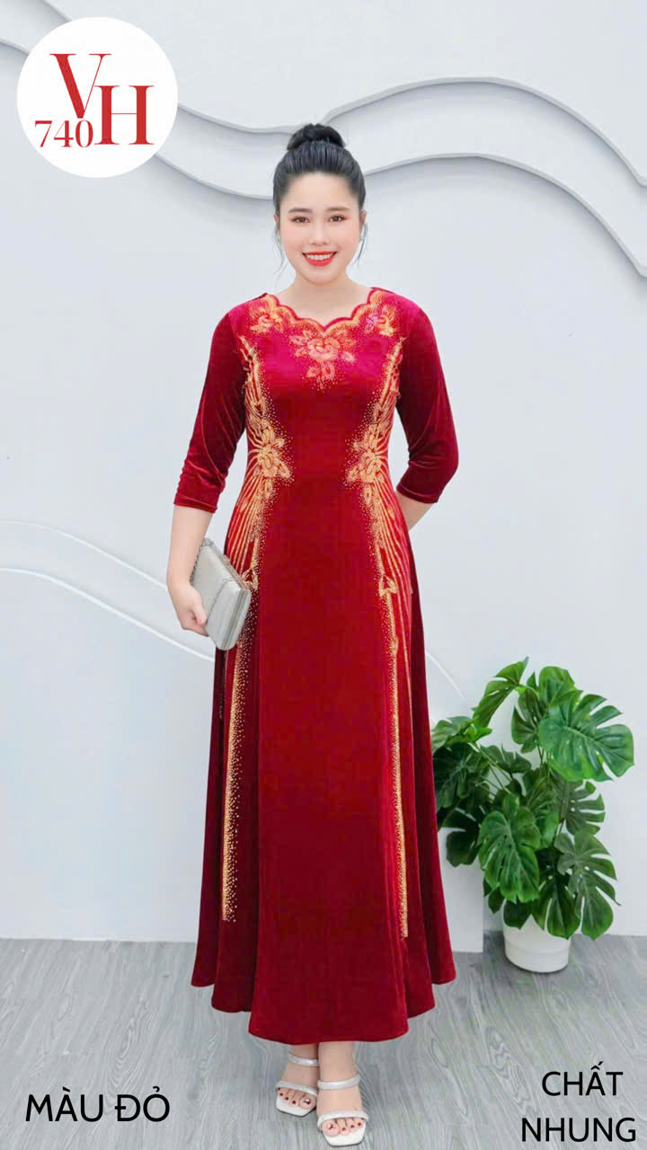 Đầm nhung cao cấp cho mẹ mặc đẹp làm sui gia, đi tiệc VH740